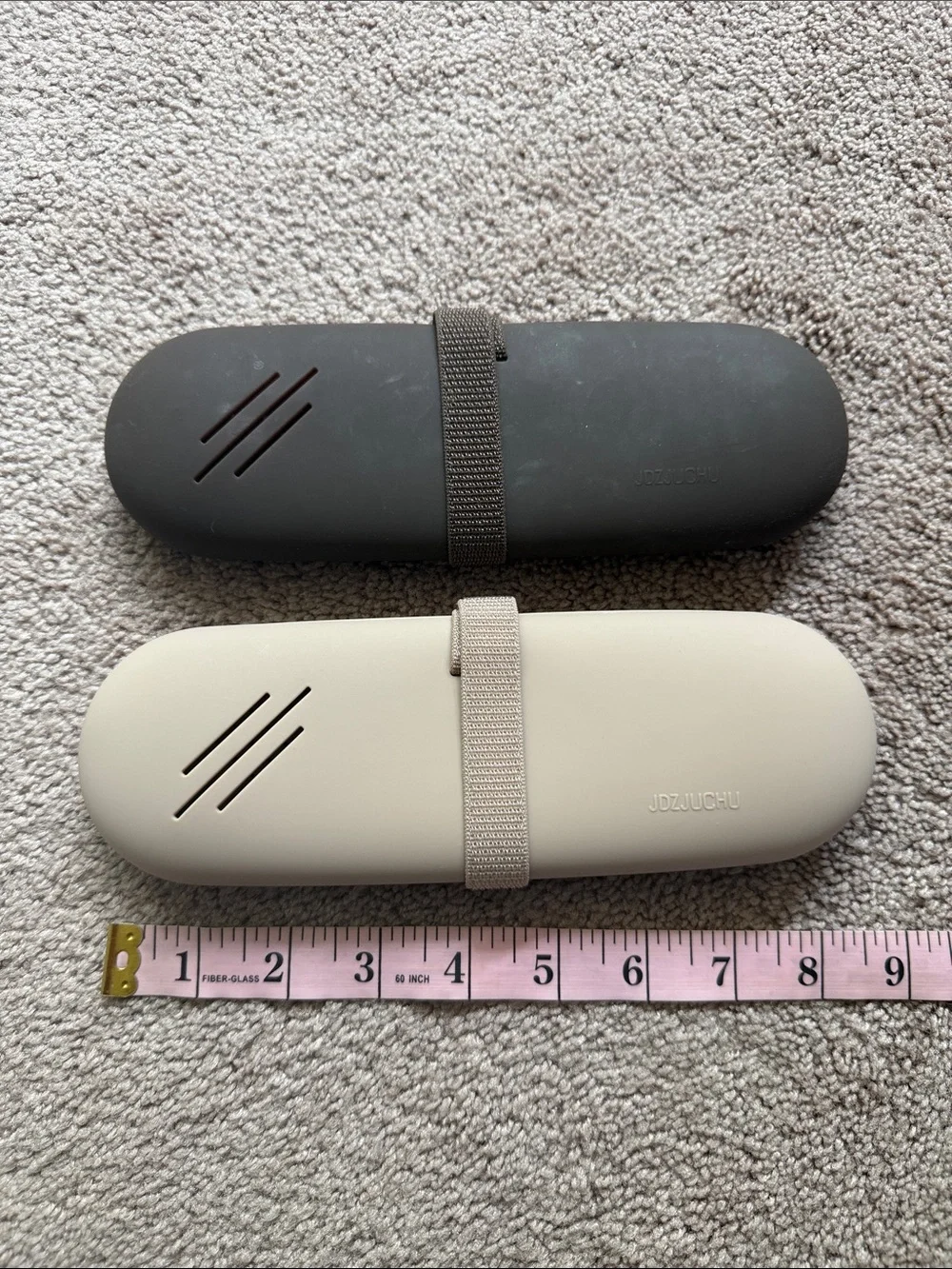 Travel Makeup Brush Case Duo — Beige and Black Compact Cosmetic Holder